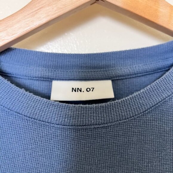 NN07 Clive Long Sleeve Waffle Knit Tee Shirt In Bering Sea M​ - Picture 5 of 8